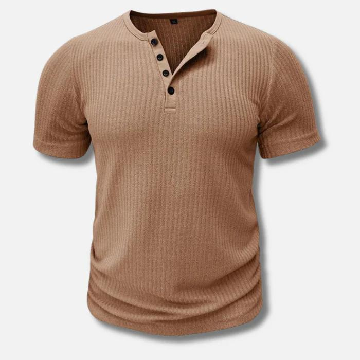 Dean | Herren Henley Shirt Kurzarm Slim Fit Strukturiert Sommer