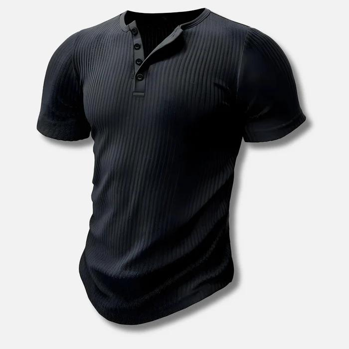 Dean | Herren Henley Shirt Kurzarm Slim Fit Strukturiert Sommer