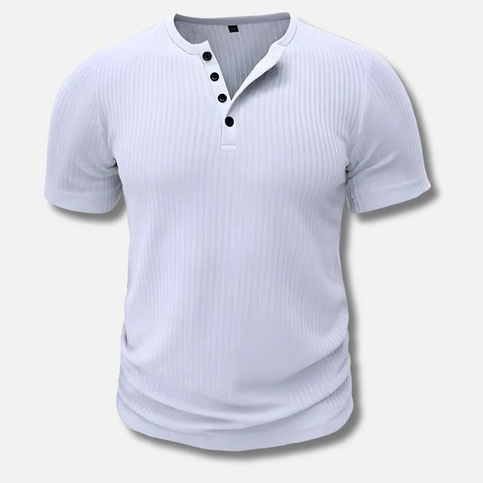 Dean | Herren Henley Shirt Kurzarm Slim Fit Strukturiert Sommer