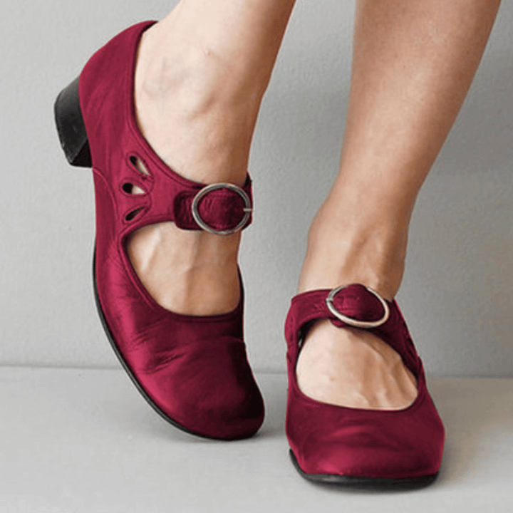 Clara | Damen Mary Jane Schuhe Riemchen Flache Schuhe Leder