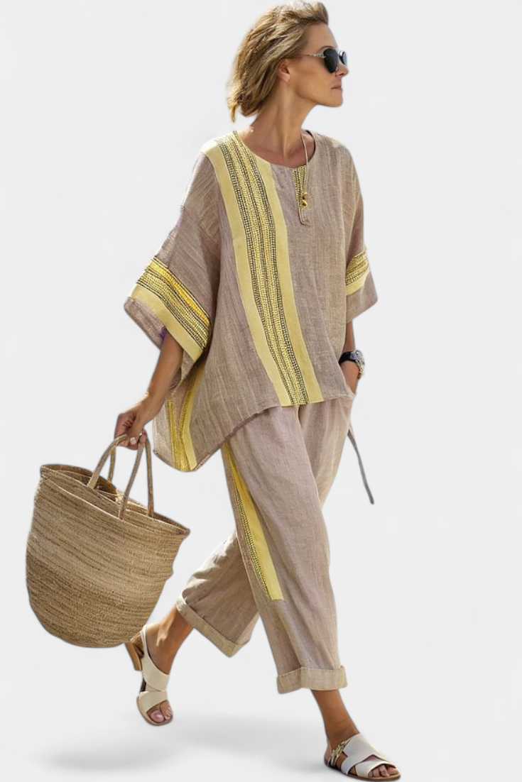 Lavinia | Damen Set Gestreift Weite Hose und Bluse Sommer