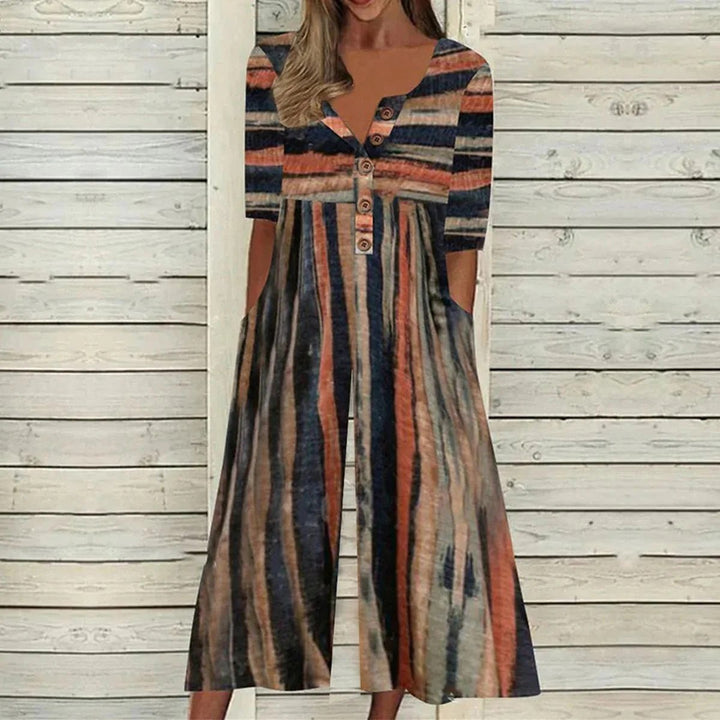 Luvai | Damen Jumpsuit Blätterprint V-Ausschnitt Kurzarm mit Taschen