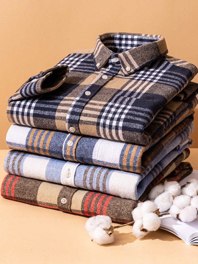 Arven | Herren Flanellhemd Karo Langarm Button-Down
