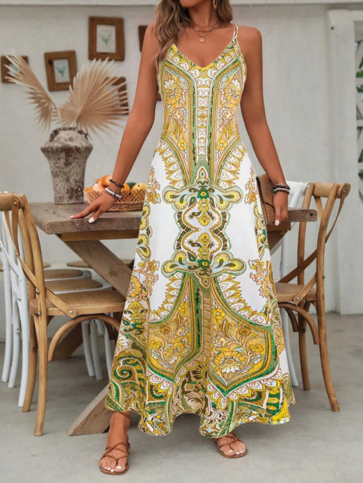 Zara | Damen Maxi-Kleid Träger Mandala-Druck Boho Sommer