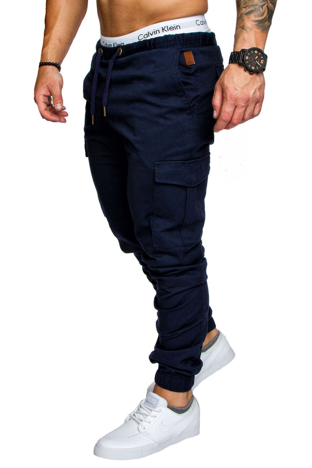 Rex | Herren Cargo Jogger Hose Elastischer Bund Slim Fit Freizeithose