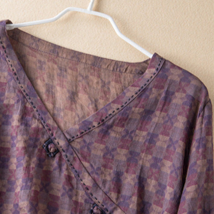 Jema | Damen Bluse Paisley Muster V-Ausschnitt Langarm