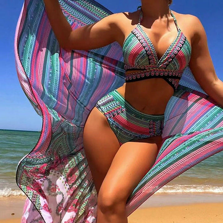 Zora | Damen Bikini Set 3-teilig High Waist Neckholder Boho