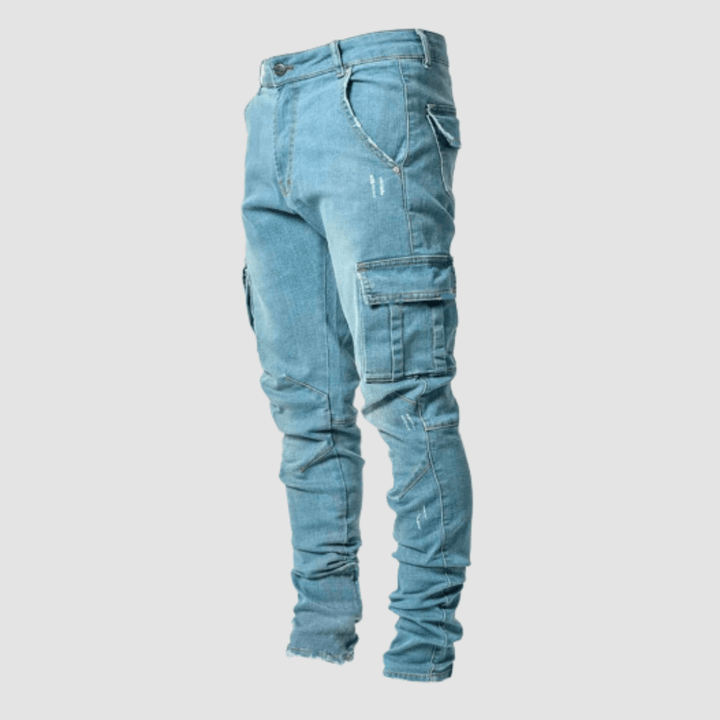 Rex | Herren Cargo Jeans Stretch Slim Fit Arbeitshose Denim