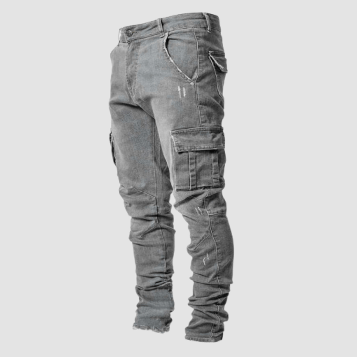 Rex | Herren Cargo Jeans Stretch Slim Fit Arbeitshose Denim