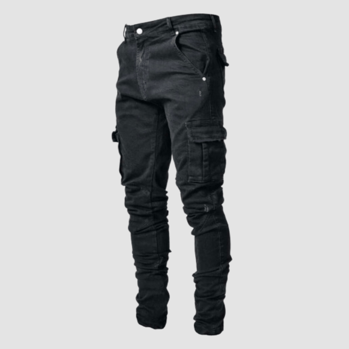 Rex | Herren Cargo Jeans Stretch Slim Fit Arbeitshose Denim