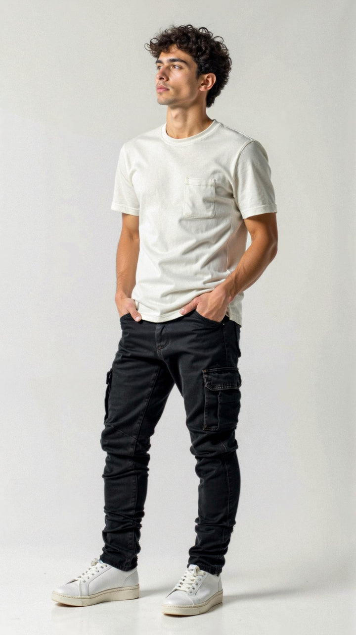 Rex | Herren Cargo Jeans Stretch Slim Fit Arbeitshose Denim