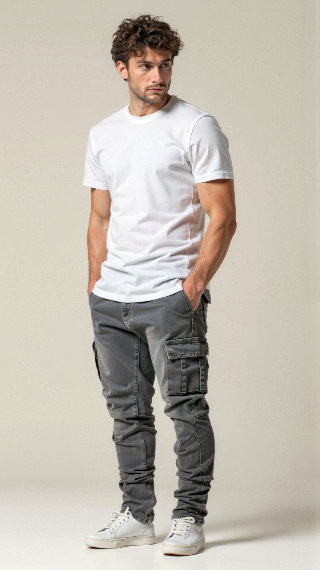Rex | Herren Cargo Jeans Stretch Slim Fit Arbeitshose Denim