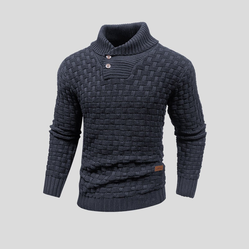 Junn | Herren pullover Schalkragen Strukturmuster