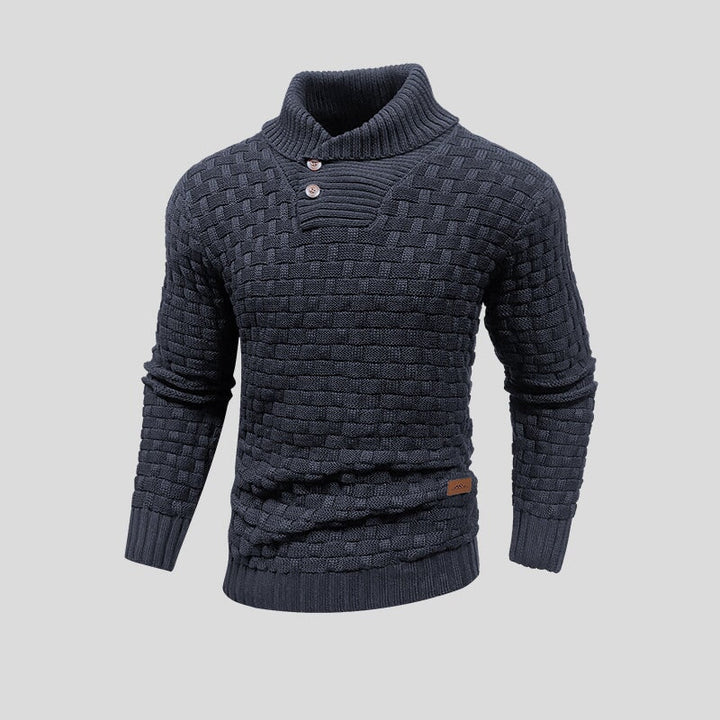 Junn | Herren pullover Schalkragen Strukturmuster