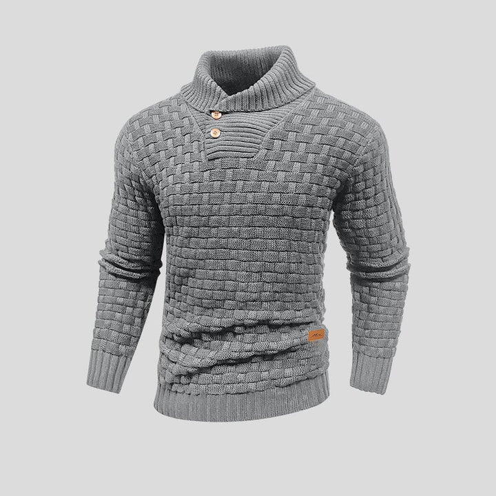 Junn | Herren pullover Schalkragen Strukturmuster
