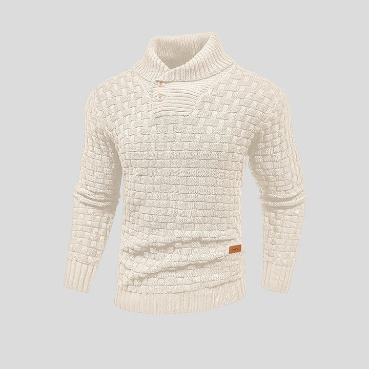 Junn | Herren pullover Schalkragen Strukturmuster