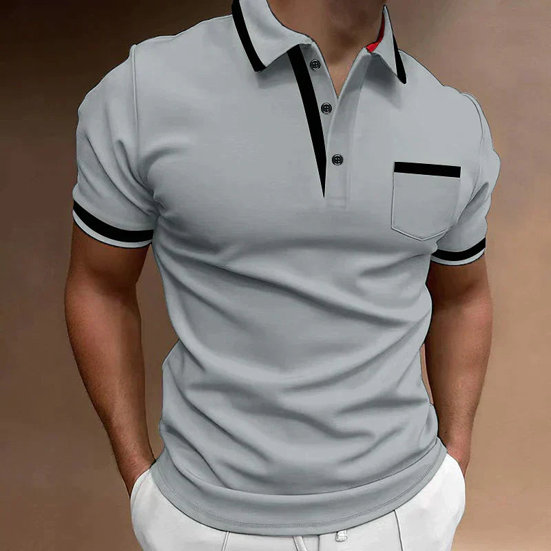Dante | Herren Kurzarm Poloshirt Slim Fit Kontraststreifen Brusttasche