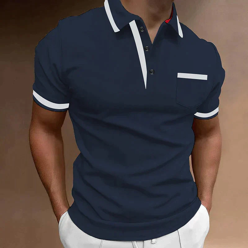 Dante | Herren Kurzarm Poloshirt Slim Fit Kontraststreifen Brusttasche