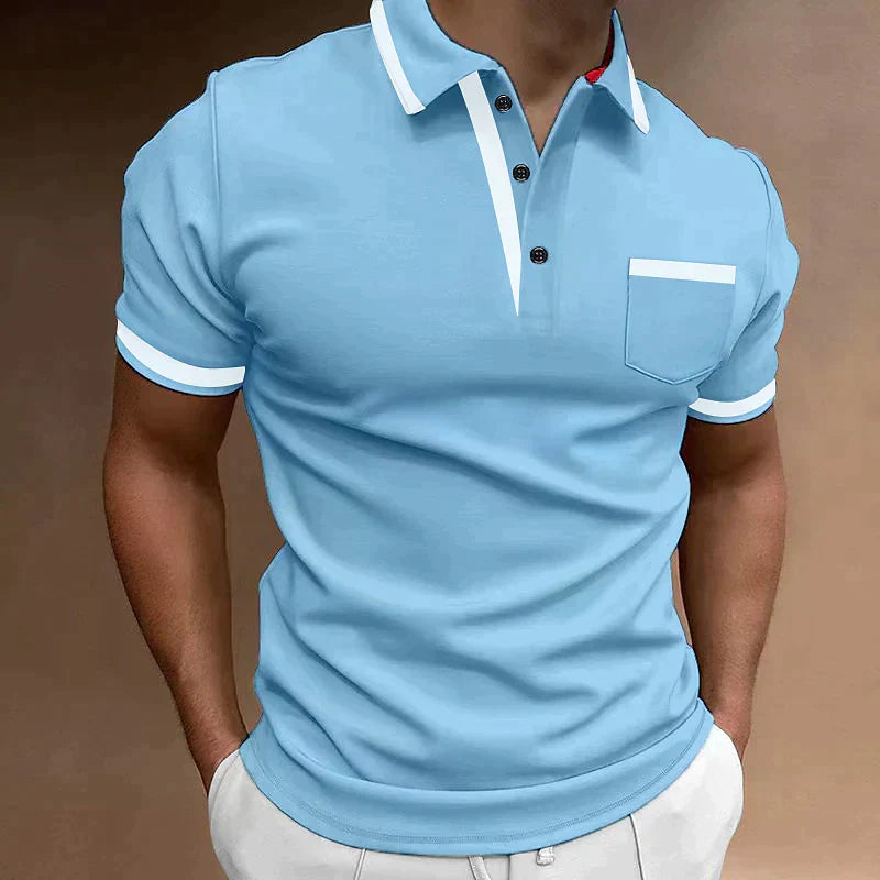 Dante | Herren Kurzarm Poloshirt Slim Fit Kontraststreifen Brusttasche
