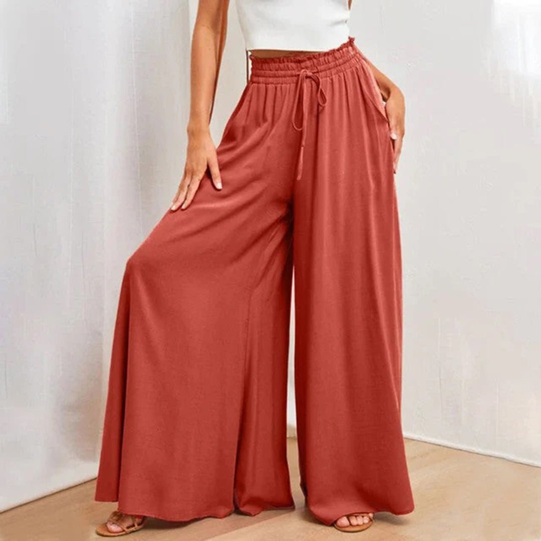 Leia | Damen Maxirock Weit Fließend Gummibund mit Taschen