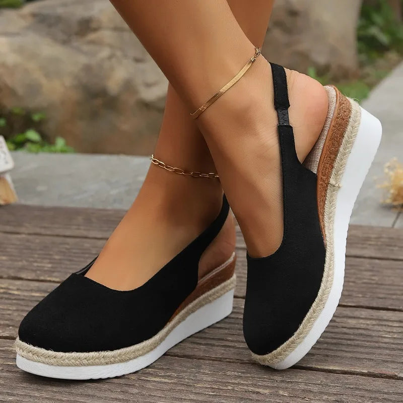 Nina | Damen Espadrilles Keilabsatz Slingback Wildleder Sandalen
