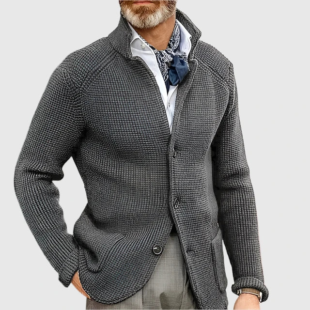 Jovel | Herren Strickjacke Blazer-Stil Knöpfe Strukturmuster