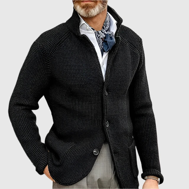 Jovel | Herren Strickjacke Blazer-Stil Knöpfe Strukturmuster