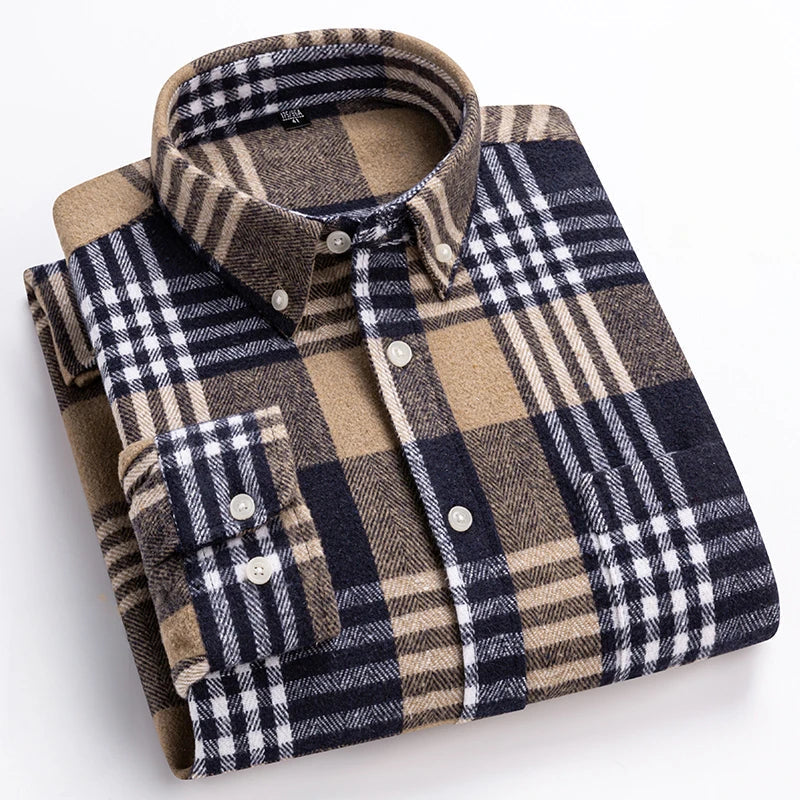 Arven | Herren Flanellhemd Karo Langarm Button-Down