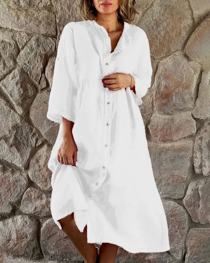 Kosa | Damen Hemdblusenkleid Midi Oversize Sommerkleid