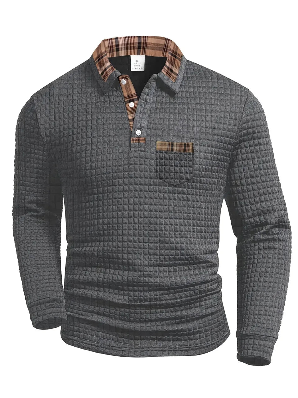 Stefan | Herren Poloshirt Waffle Langarm Karokragen