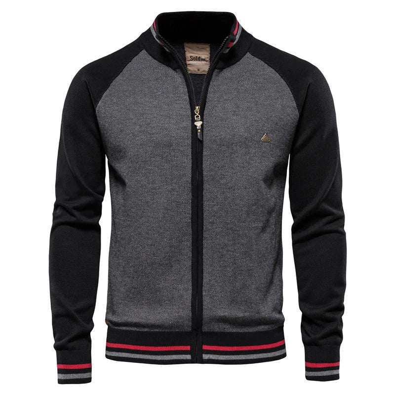 Henk | Herren Strickjacke Colorblock Reißverschluss Streifen