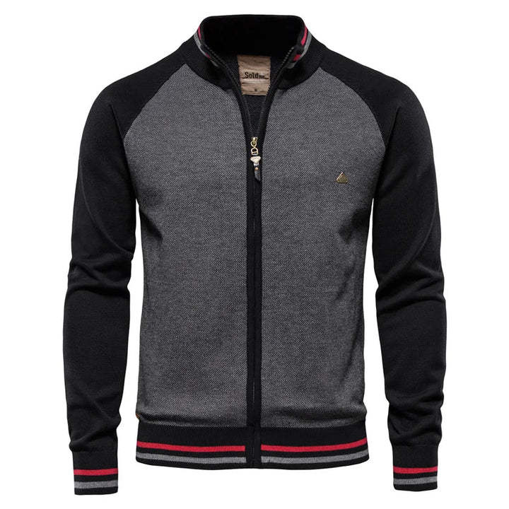 Henk | Herren Strickjacke Colorblock Reißverschluss Streifen