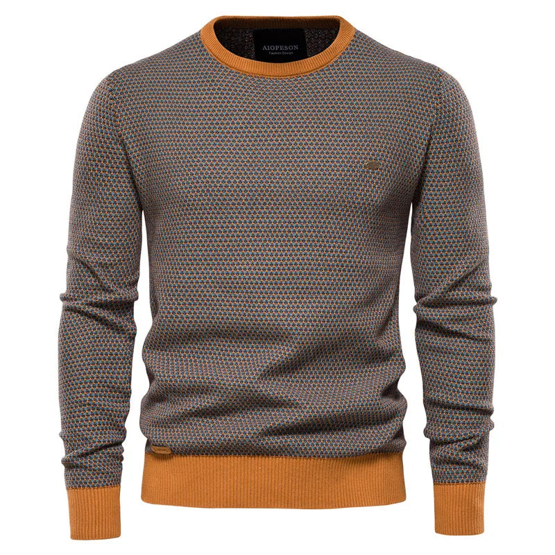 Jasper | Herrenpullover, Rundhalsausschnitt, Melange-Muster, Kontrast