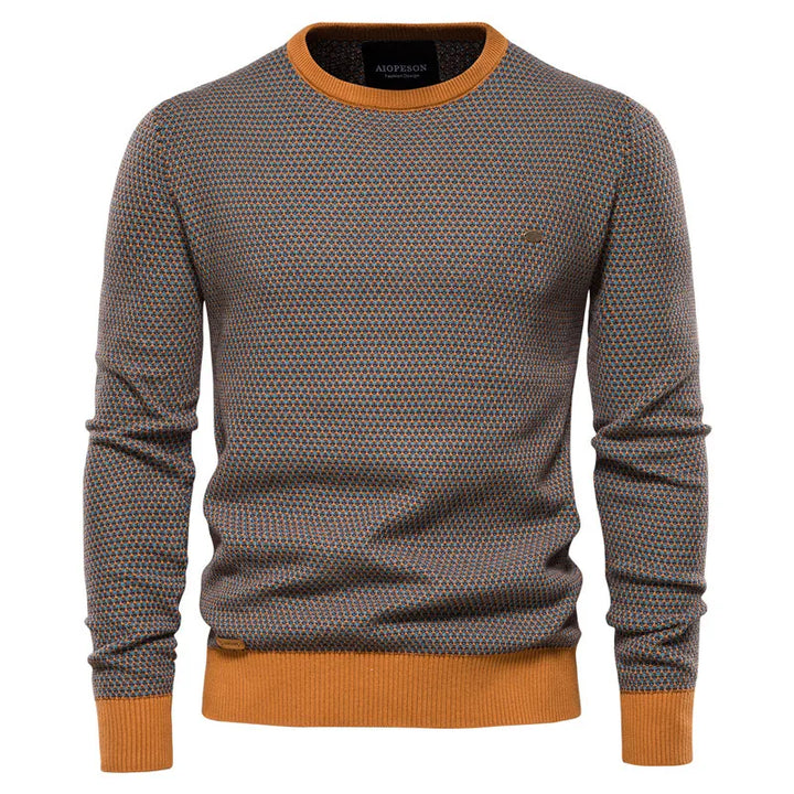 Jasper | Herrenpullover, Rundhalsausschnitt, Melange-Muster, Kontrast