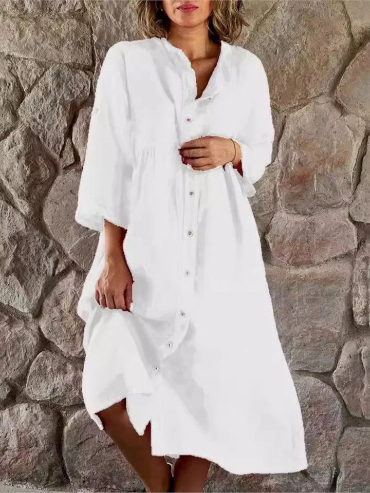 Kosa | Damen Hemdblusenkleid Midi Oversize Sommerkleid
