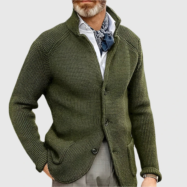 Jovel | Herren Strickjacke Blazer-Stil Knöpfe Strukturmuster