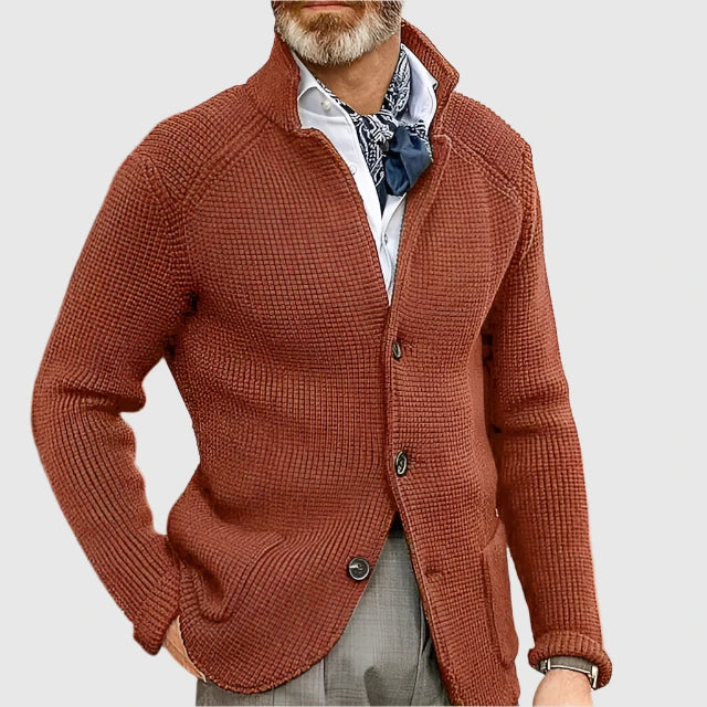 Jovel | Herren Strickjacke Blazer-Stil Knöpfe Strukturmuster