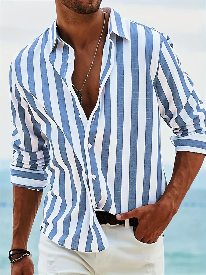 Jun | Herren Streifenhemd Langarm Button-Down Sommer