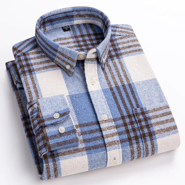 Arven | Herren Flanellhemd Karo Langarm Button-Down
