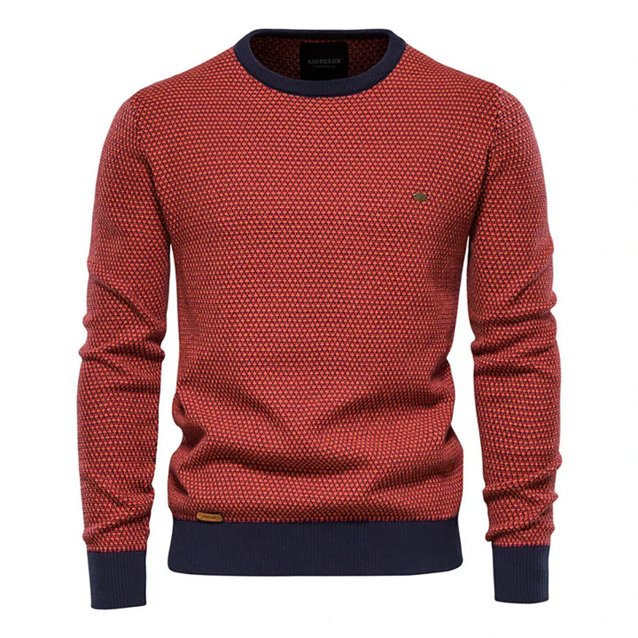 Jasper | Herrenpullover, Rundhalsausschnitt, Melange-Muster, Kontrast