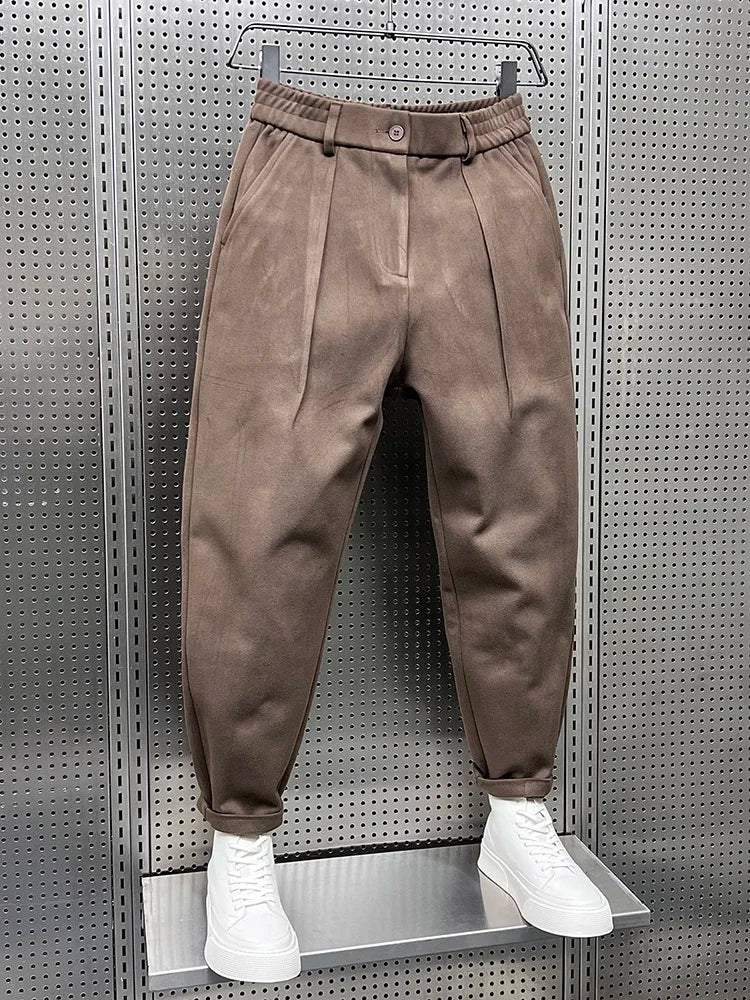 Joren | Herren Tapered Hose Bundfalten Elastisch Melange