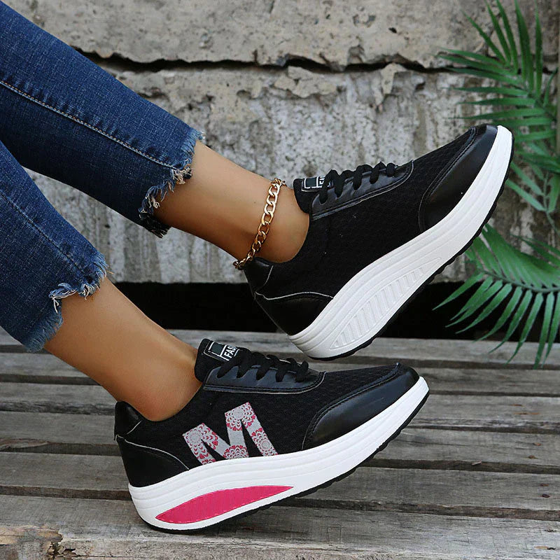 Zara | Damen Plateau Sneaker Atmungsaktiv Keilsohle Laufschuhe
