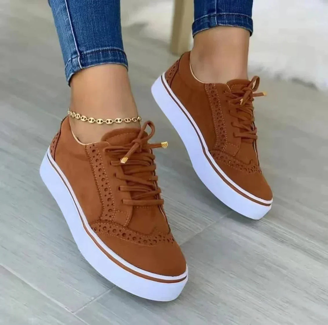 Gina | Damen Plateau Sneaker Schnürschuhe Wildleder-Optik