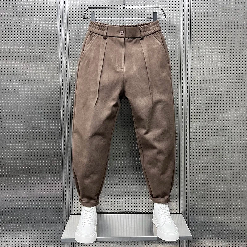 Joren | Herren Tapered Hose Bundfalten Elastisch Melange