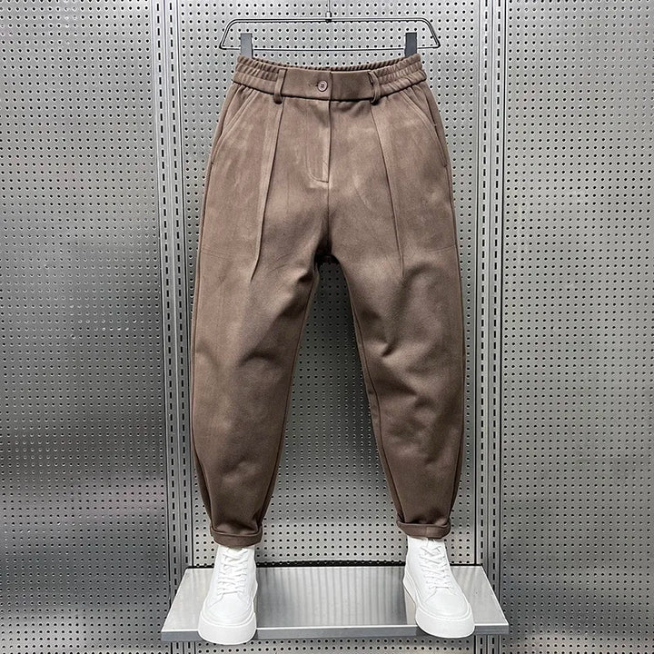Joren | Herren Tapered Hose Bundfalten Elastisch Melange