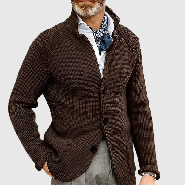 Jovel | Herren Strickjacke Blazer-Stil Knöpfe Strukturmuster