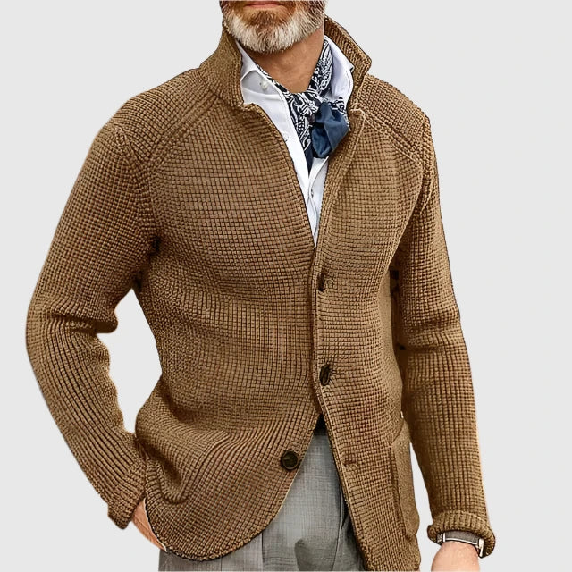 Jovel | Herren Strickjacke Blazer-Stil Knöpfe Strukturmuster