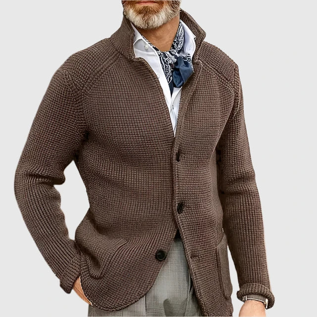 Jovel | Herren Strickjacke Blazer-Stil Knöpfe Strukturmuster