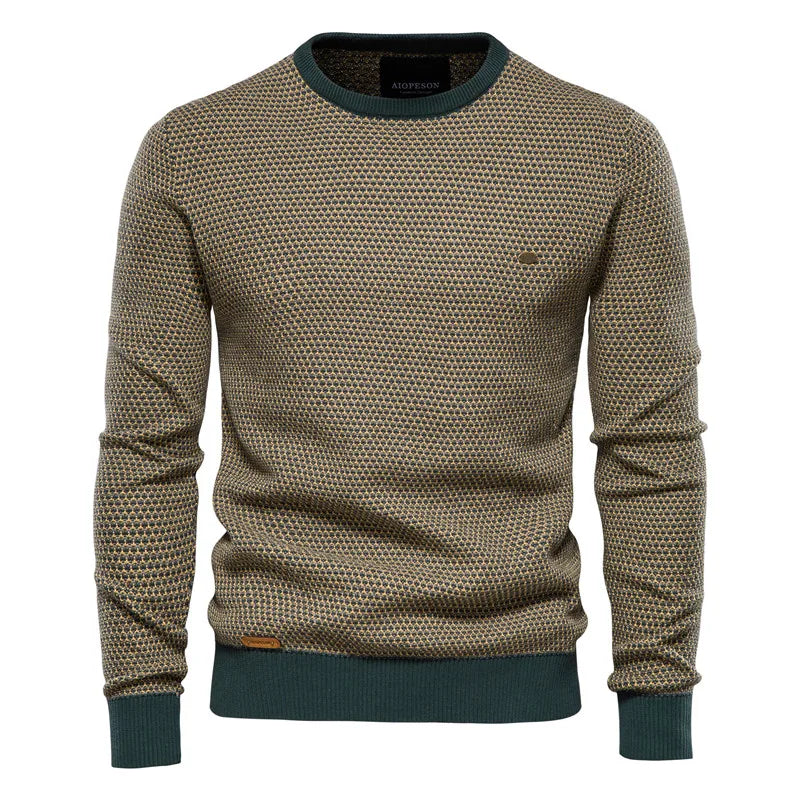 Jasper | Herrenpullover, Rundhalsausschnitt, Melange-Muster, Kontrast