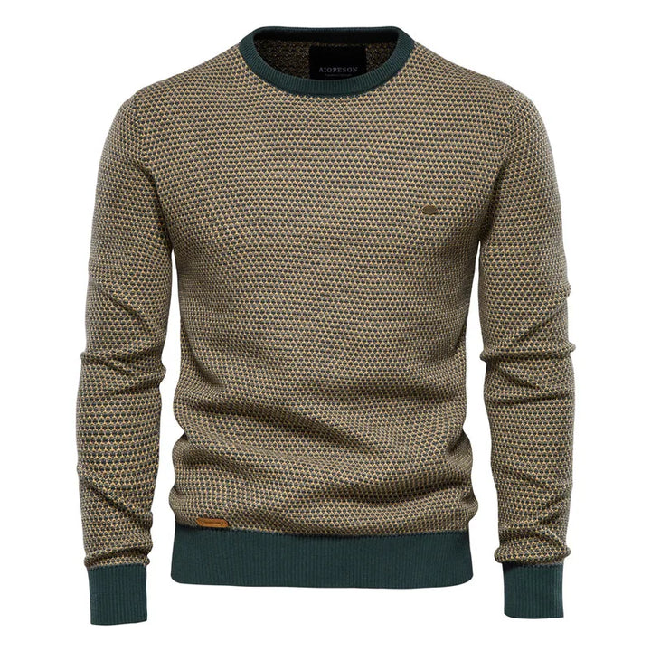 Jasper | Herrenpullover, Rundhalsausschnitt, Melange-Muster, Kontrast